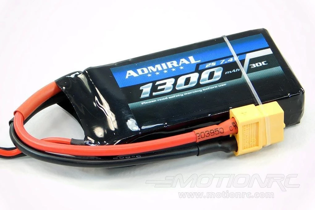 Admiral 1300mAh 2S 7.4V 30C LiPo Battery With XT60 Connector 4 Admiral 1300mAh 2S 7.4V 30C LiPo Battery With XT60 Connector - Image 2