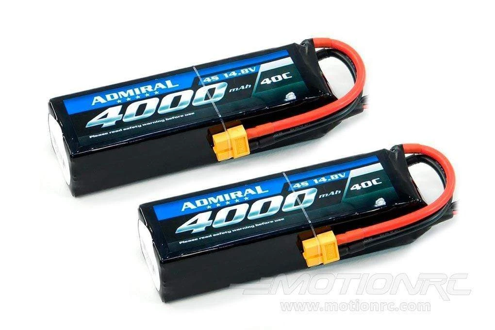 Admiral 4000mAh 4S 14.8V 40C LiPo Battery With XT60 Connector Multi-Pack (2 Batteries) 4 Admiral 4000mAh 4S 14.8V 40C LiPo Battery With XT60 Connector Multi-Pack (2 Batteries) - Image 2