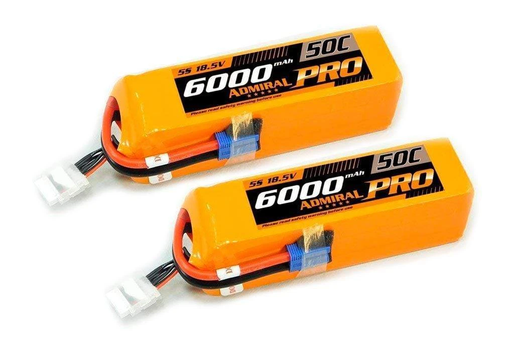Admiral Pro 6000mAh 5S 18.5V 50C LiPo Battery With EC5 Connector Multi-Pack (2 Batteries) 3 Admiral Pro 6000mAh 5S 18.5V 50C LiPo Battery With EC5 Connector Multi-Pack (2 Batteries)