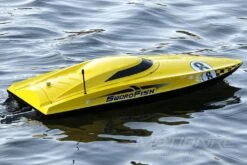 Bancroft Swordfish Deep V Yellow 675mm (26.5") Racing Boat - RTR -Kyosho Store bancroft swordfish deep v yellow 24 racing boat rtr motion rc 14323334447153