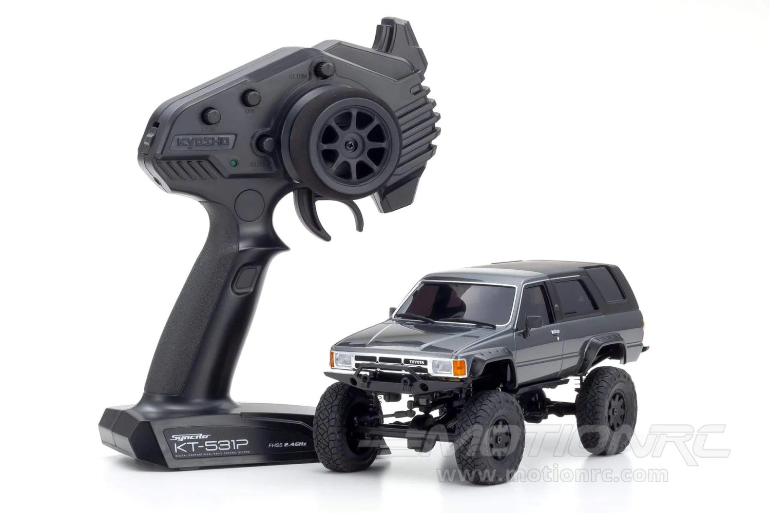 Kyosho Mini-Z 4X4 Toyota 4 Runner Dark Metallic Grey Crawler Readyset 1/24 Scale 4WD Truck - RTR 8 Kyosho Mini-Z 4X4 Toyota 4 Runner Dark Metallic Grey Crawler Readyset 1/24 Scale 4WD Truck - RTR - Image 6